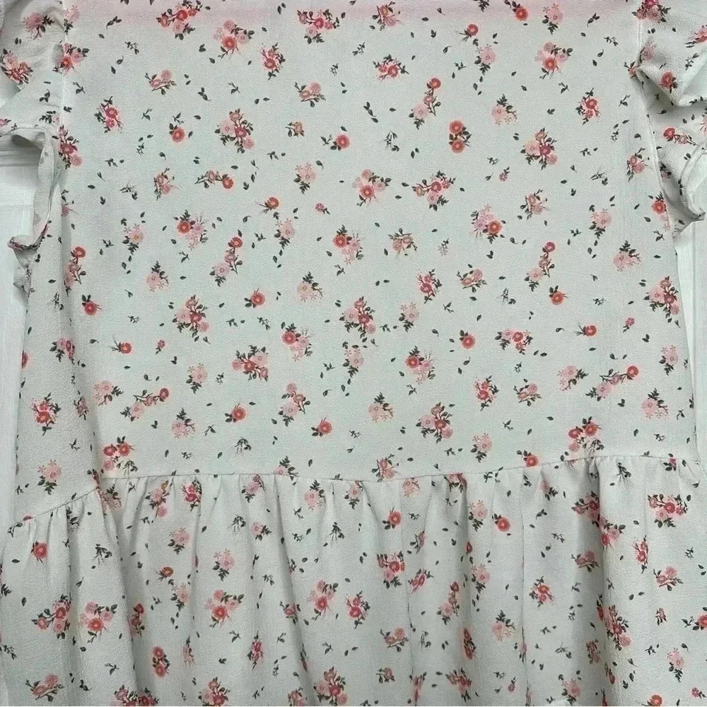 Ardene Peplum Top White/Pink/Red Floral Size Large - Picture 15 of 16